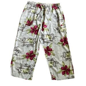Marsh Landing 100% Rayon Ladies Floral Pants - Size M Medium - Super Cute